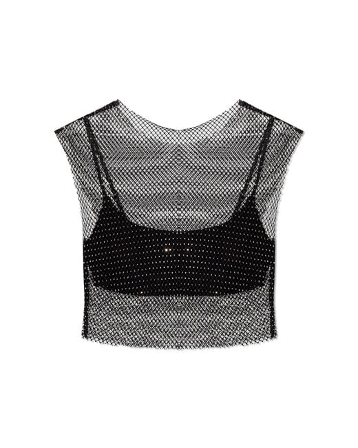 AllSaints Black 'Calytrix' Sparkling Crop Top