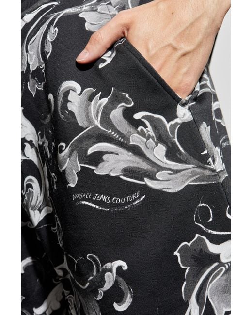 Versace Jeans Couture Black Shorts With 'Barocco' Print for men