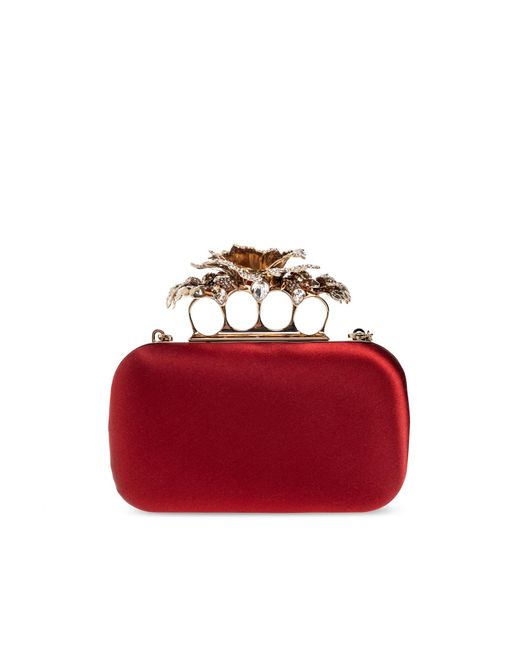 Alexander McQueen Red "Carnation Knuckle" Clutch