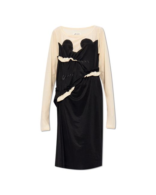 Maison Margiela Black Dress In Contrasting Fabrics,