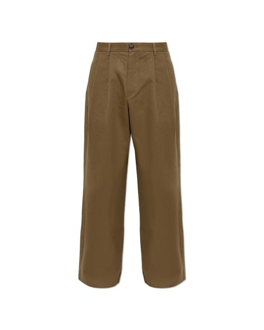 Paul Smith Green Wool Pleated Trousers for men
