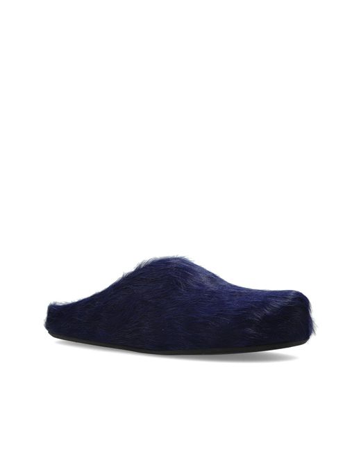 Marni Blue Fur Slides for men