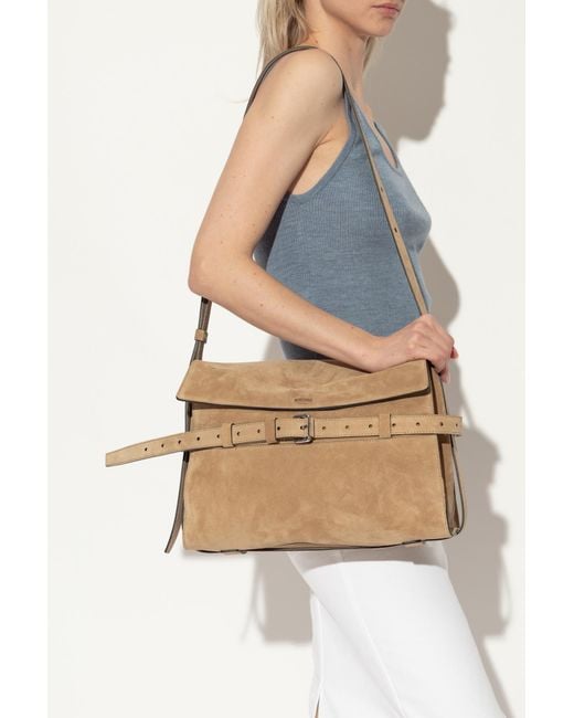 Moschino Natural Suede Shoulder Bag