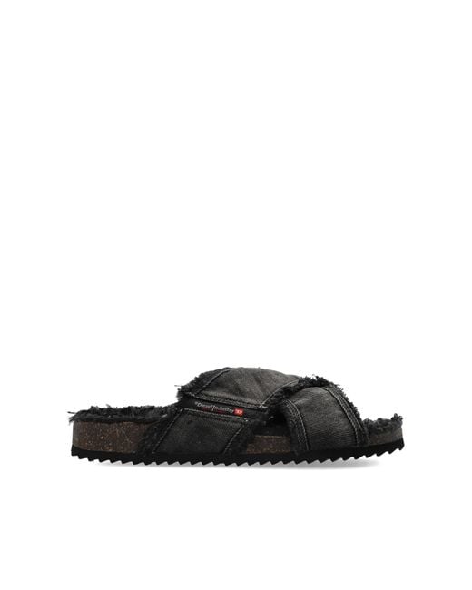 DIESEL Black Slides 'D-Woodstock' for men