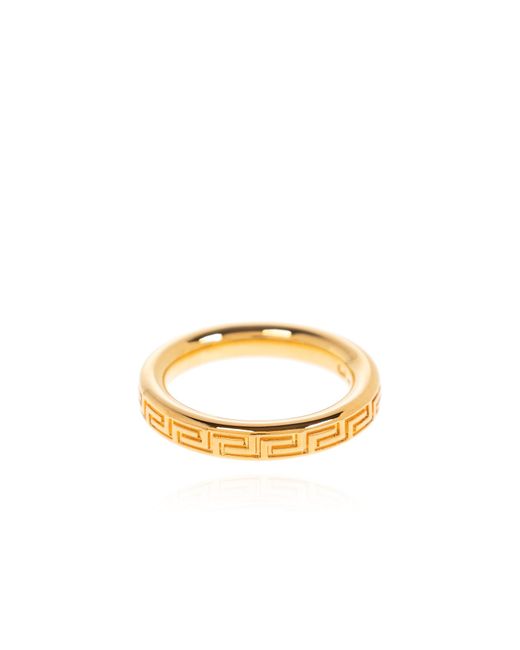 Versace White Ring With Engraved Pattern