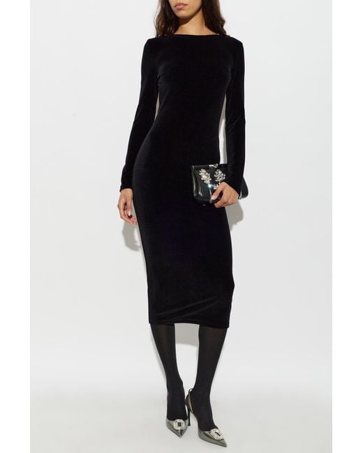 Balmain Black Velvet Dress With Decorative Crystal Straps