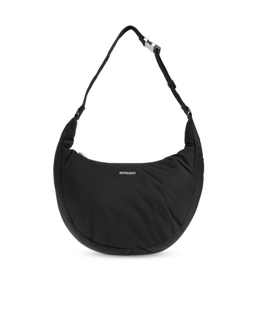 Represent Black Shoulder Bag With Logo for men