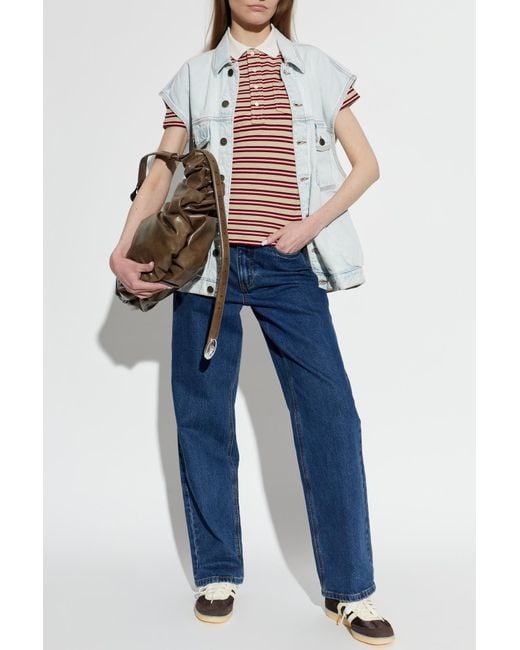 A.P.C. Red Striped Pattern Polo