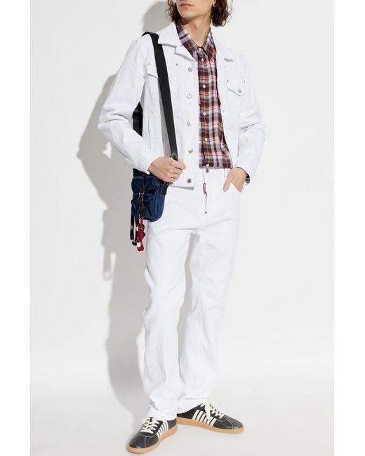 DSquared² White Denim Jacket With Pockets for men