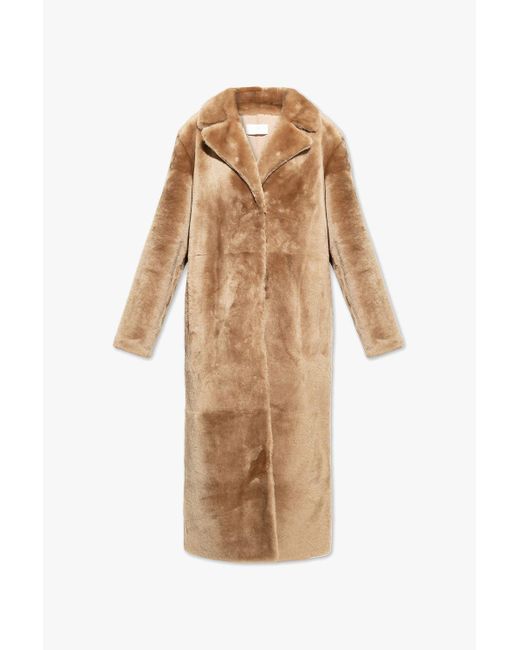 Yves Salomon Fur Coat With Pockets in Natural | Lyst