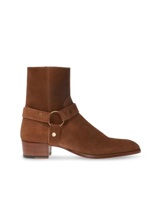Saint Laurent Brown 'wyatt Harness' Ankle Boots, for men