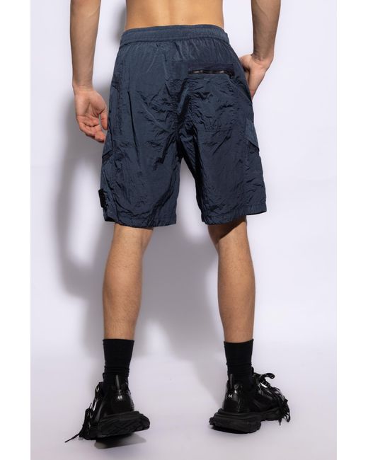 Stone Island Blue Cargo Shorts, for men