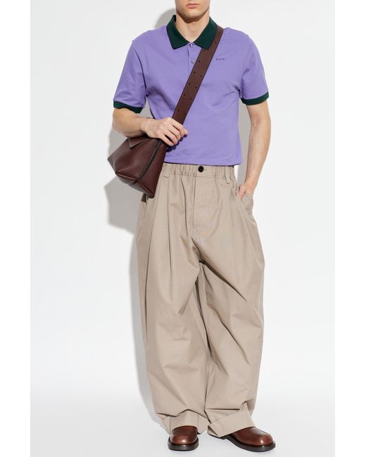 Marni Purple Polo With Logo for men