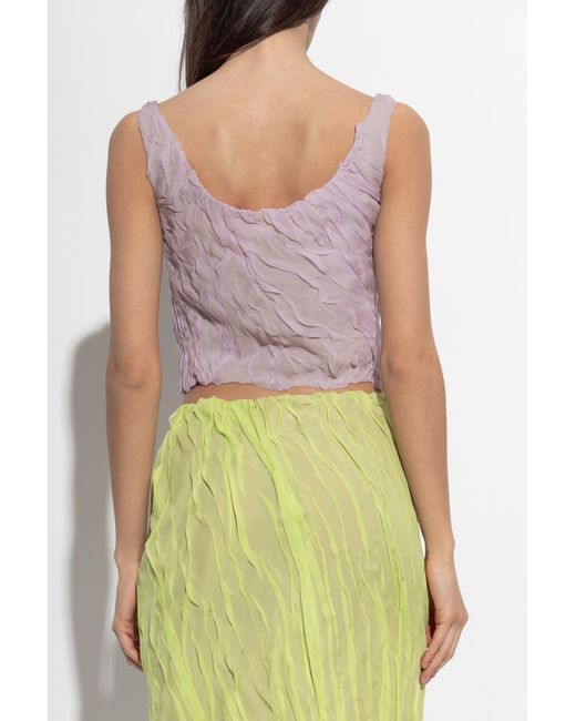 Versace Purple Short Draped Top