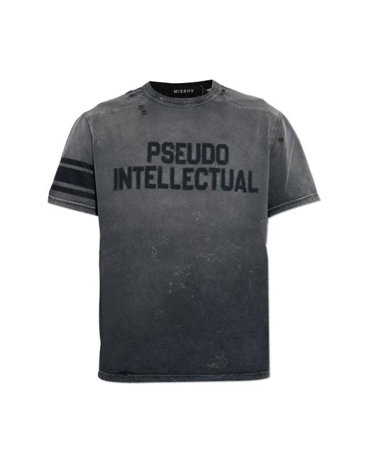 M I S B H V Black T-Shirt With Logo for men