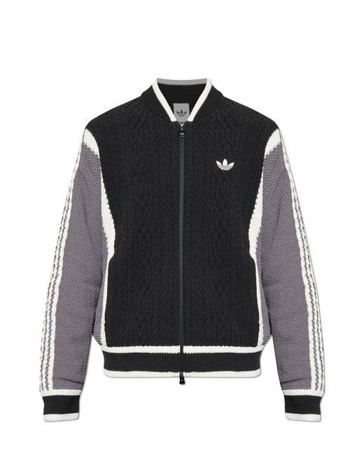 Adidas Originals Black Cardigan With Decorative Knit for men