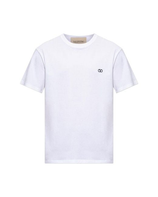 Valentino Garavani White T-Shirt With Embroidered Logo for men