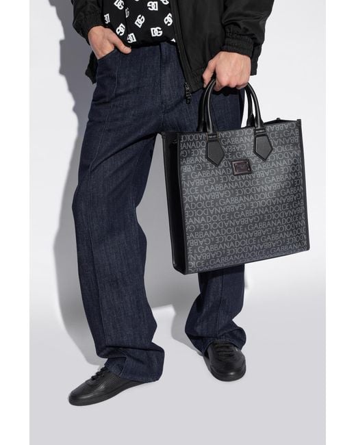 Dolce & Gabbana Black Shopper Bag With Monogram for men