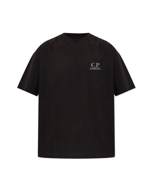 C P Company Black T-Shirt With Logo for men