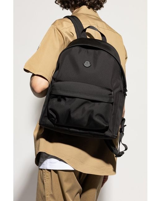 Moncler Black Backpack With Logo for men