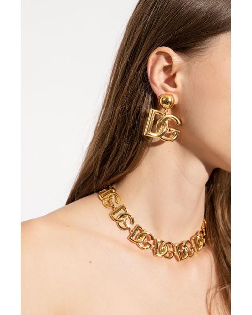 Dolce & Gabbana Metallic Logo-shaped Clip-on Earrings