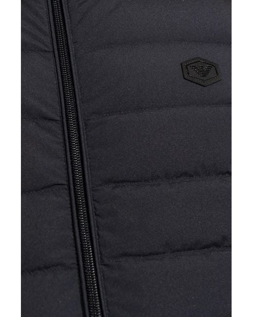 Emporio Armani Blue Quilted Jacket With Standing Collar, for men