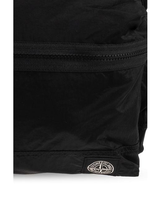 Stone Island Black Backpack With Logo Patch for men