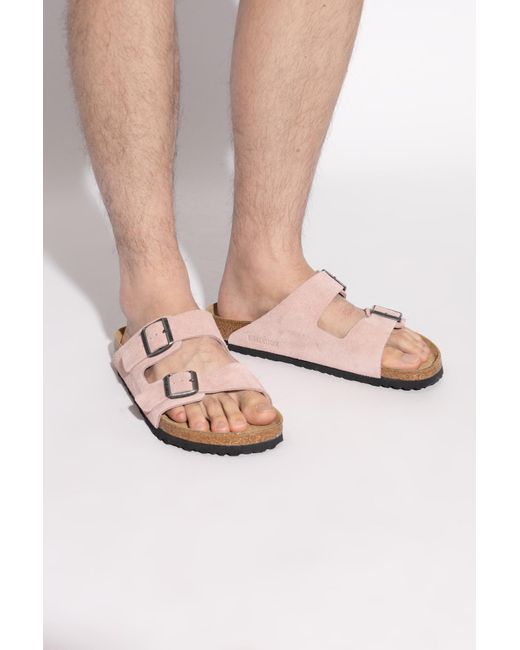 Birkenstock Pink 'Arizona Bs' Slides for men