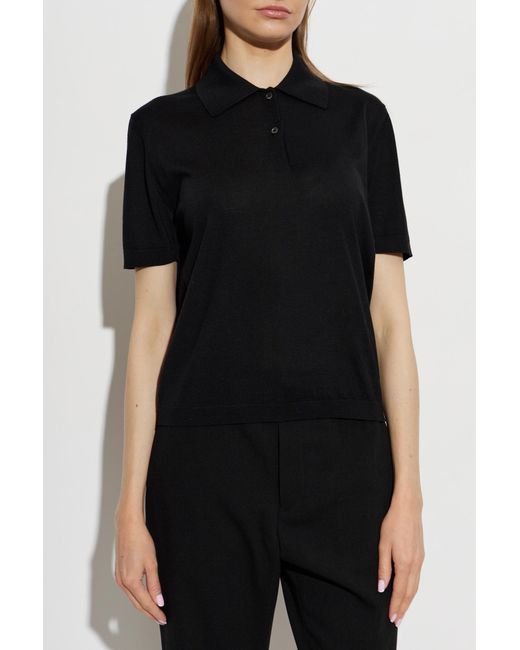 Jil Sander Black Wool Polo