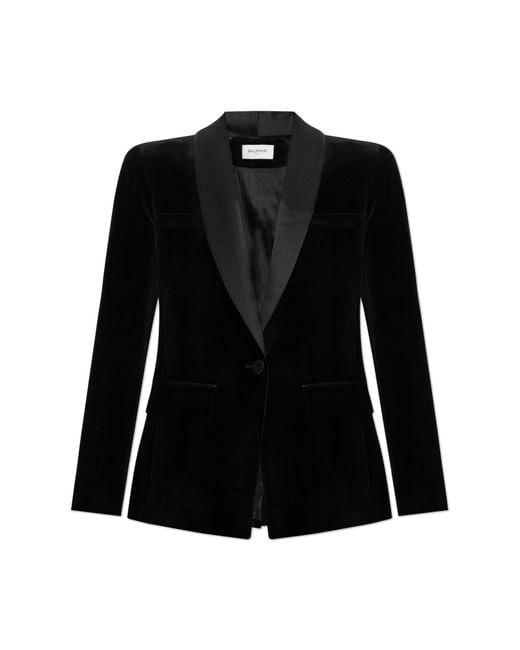 Balmain Black Velvet Blazer With Single Vent