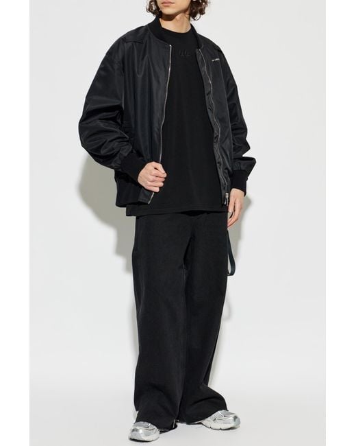 44 Label Group Black T-Shirt With Embroidered Logo for men