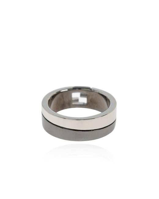 Fendi Black Ring With Logo for men