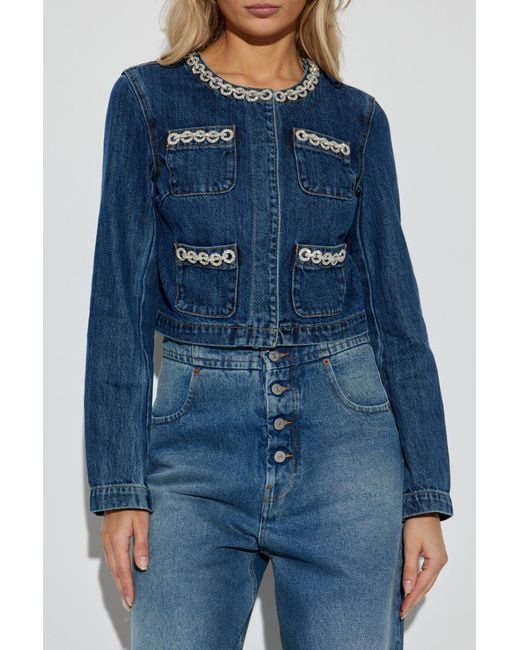 Self-Portrait Blue Denim Jacket