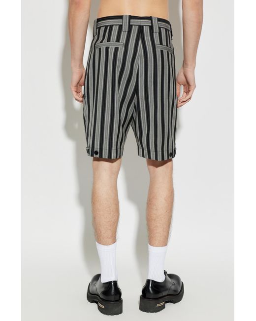 Versace Gray Striped Pattern Shorts for men