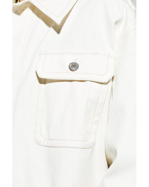 AMI White Denim Jacket With Pockets for men