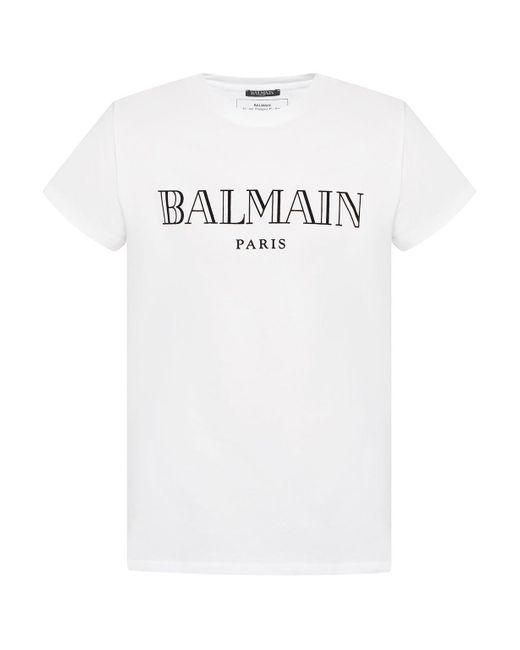 Balmain White Logo Print T-shirt for men