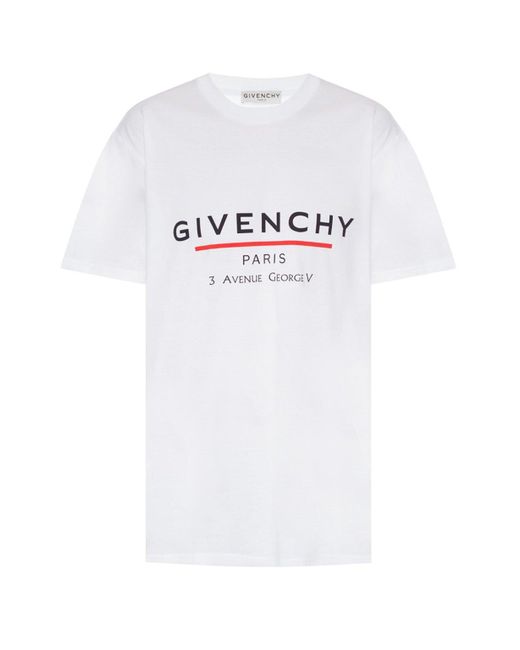 Givenchy White Paris '3 Av George V' Logo T-shirt for men