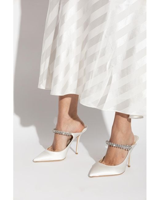 Jimmy Choo White Heeled Mules 'Bing 100'
