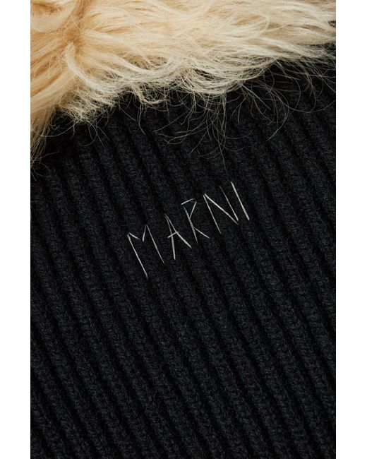 Marni Black Cardigan With Fur Collar