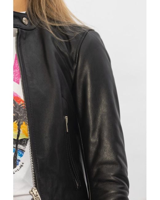 Balenciaga Black Cropped Leather Jacket,