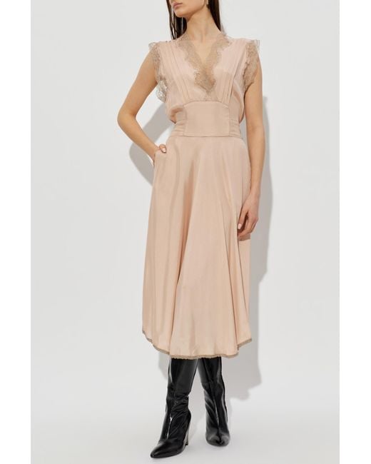 Maison Margiela White Dress With Lace Trim