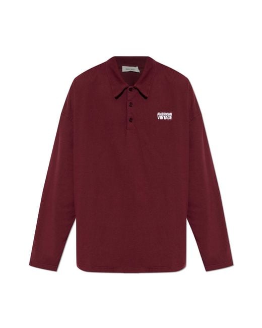 American Vintage Red Polo With Logo for men