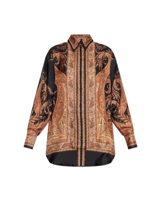 Zimmermann Brown Silk Shirt With Print