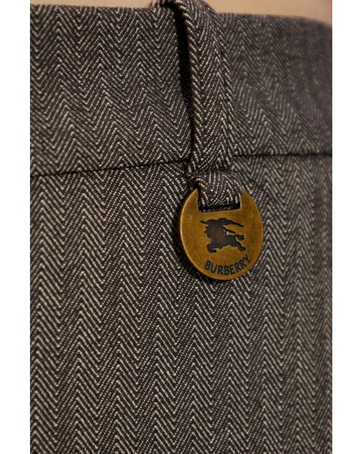 Burberry Gray Herringbone Pattern Trousers