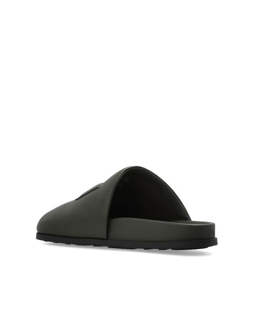 Givenchy Black Leather Slides With Logo Patch for men