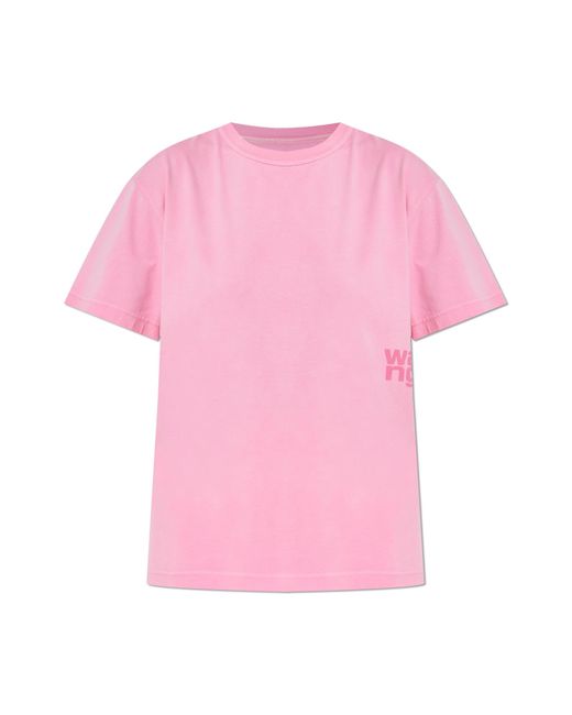 T By Alexander Wang Pink T-Shirt With Printed Logo