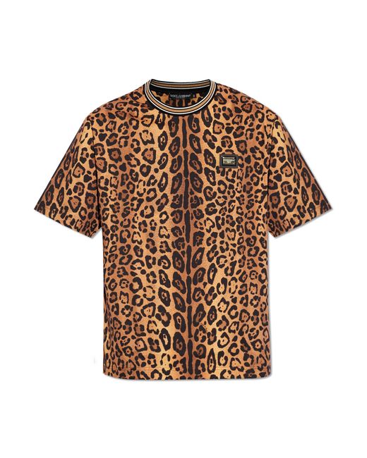 Dolce & Gabbana Brown T-shirt With Animal Motif, for men
