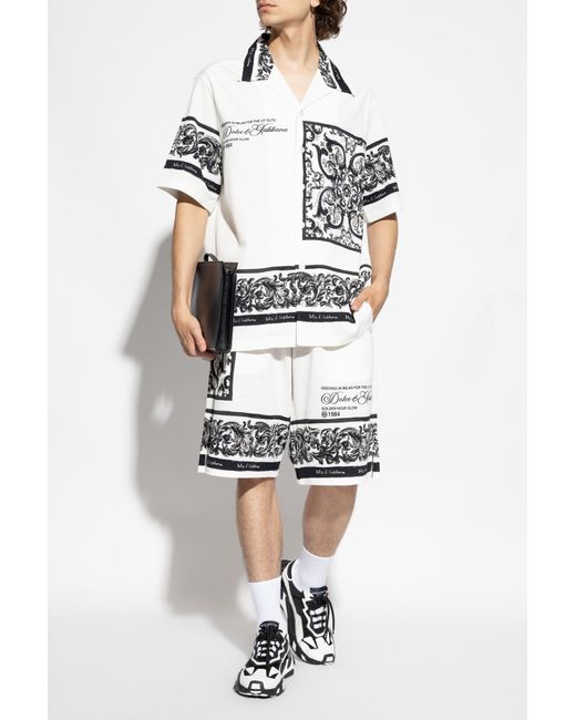 Dolce & Gabbana White Patterned Shorts for men