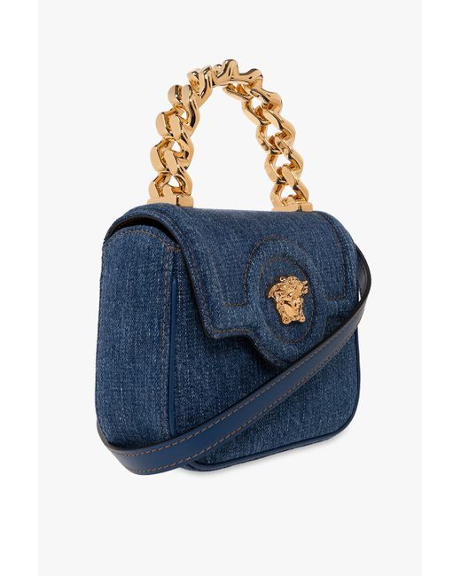 Versace La Medusa Blue Quilted Small Camera Crossbody Bag – Queen