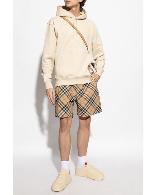 Burberry White Shorts With Check Pattern for men